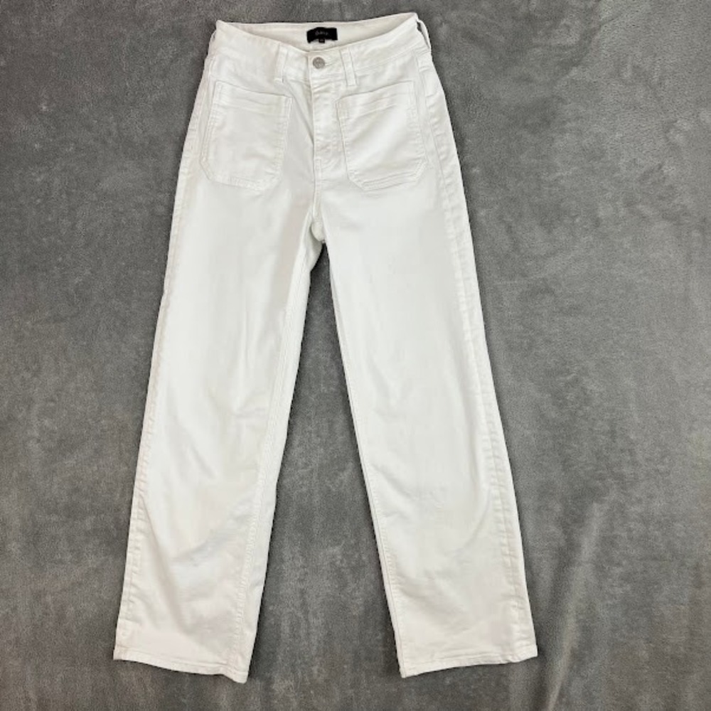 Quince Bella Stretch Patch Pocket Wide Leg Jeans Womens 25 White Career